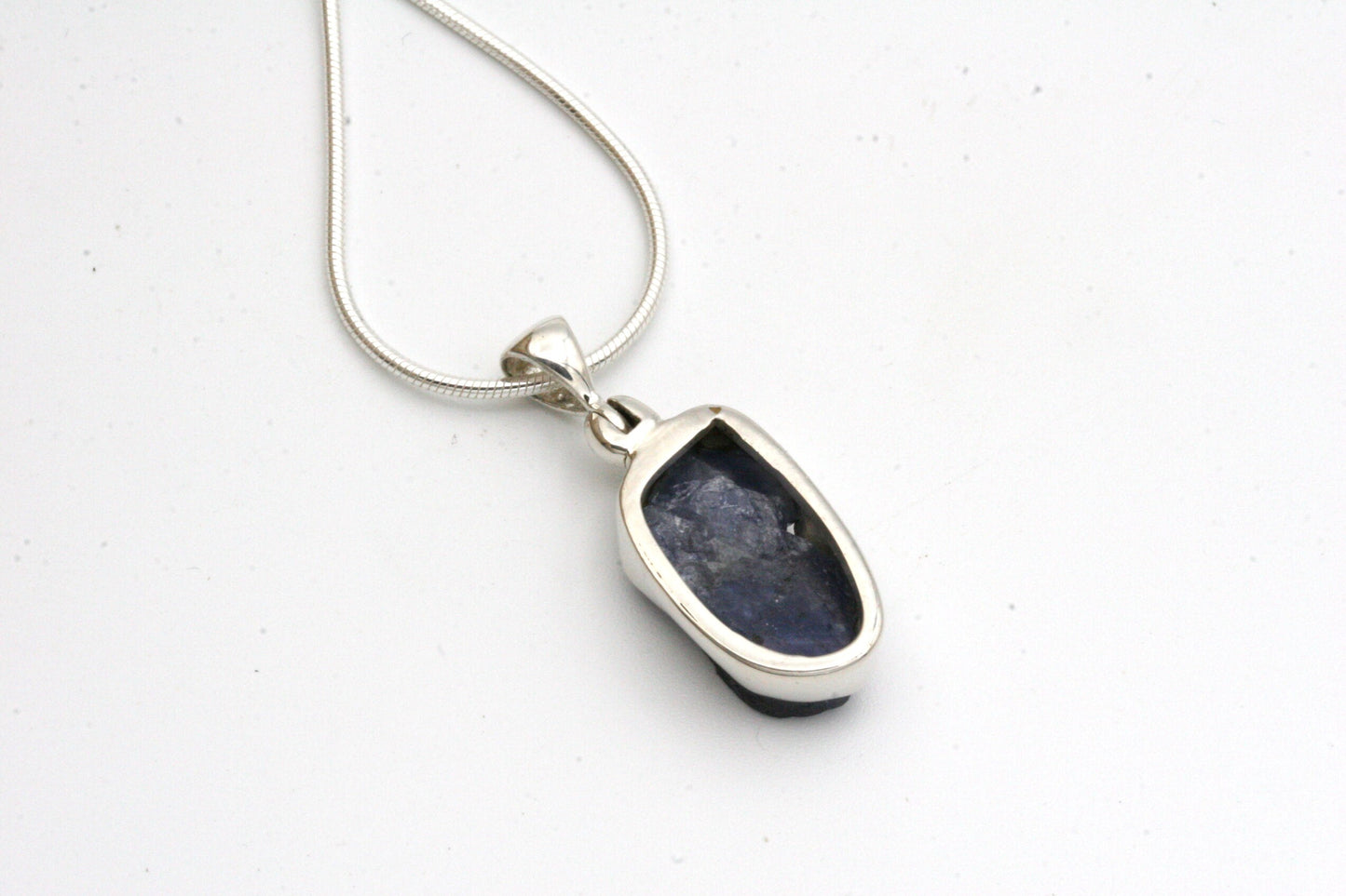 Raw Sapphire Necklace in Sterling Silver