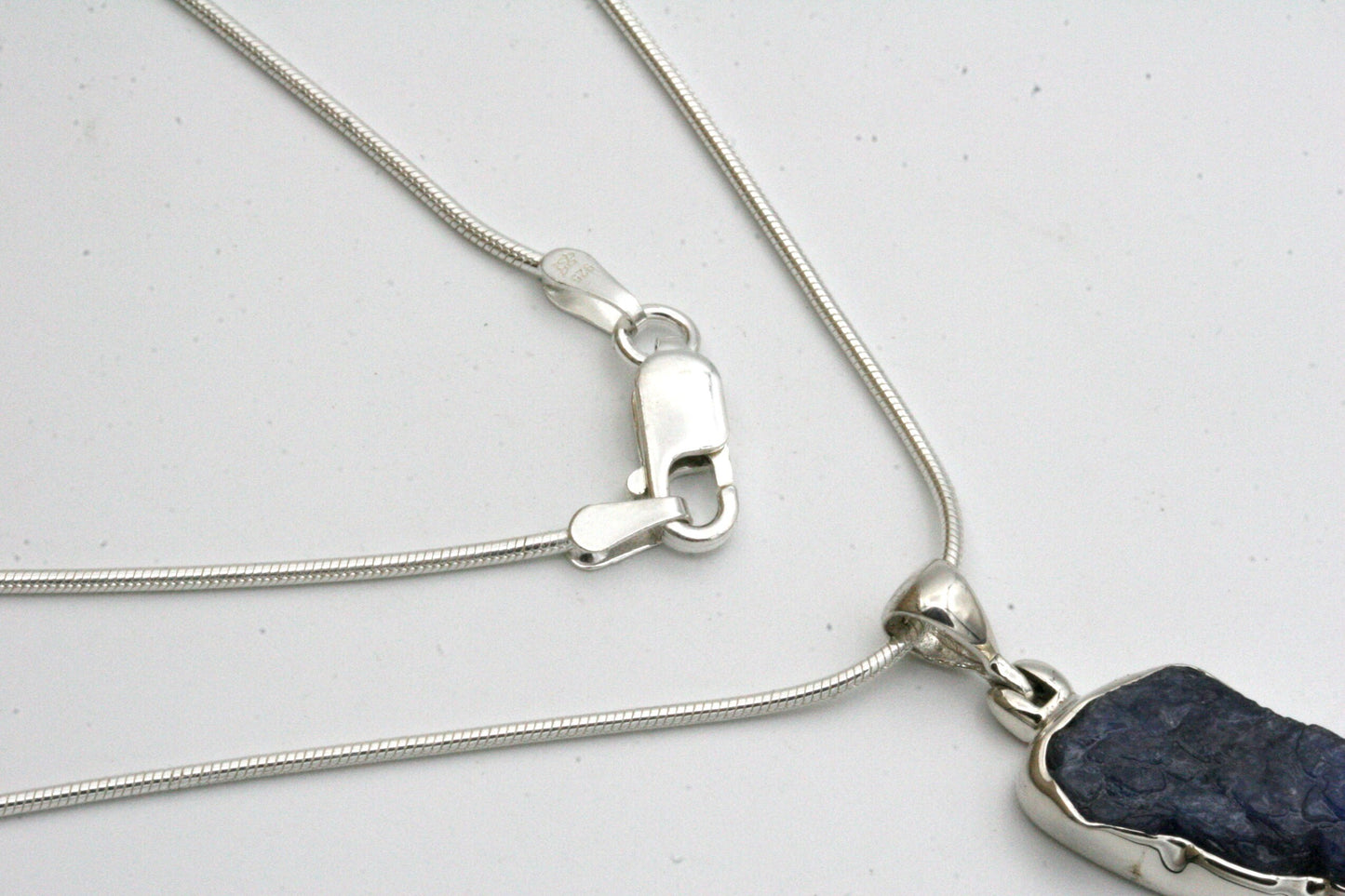 Raw Sapphire Necklace in Sterling Silver