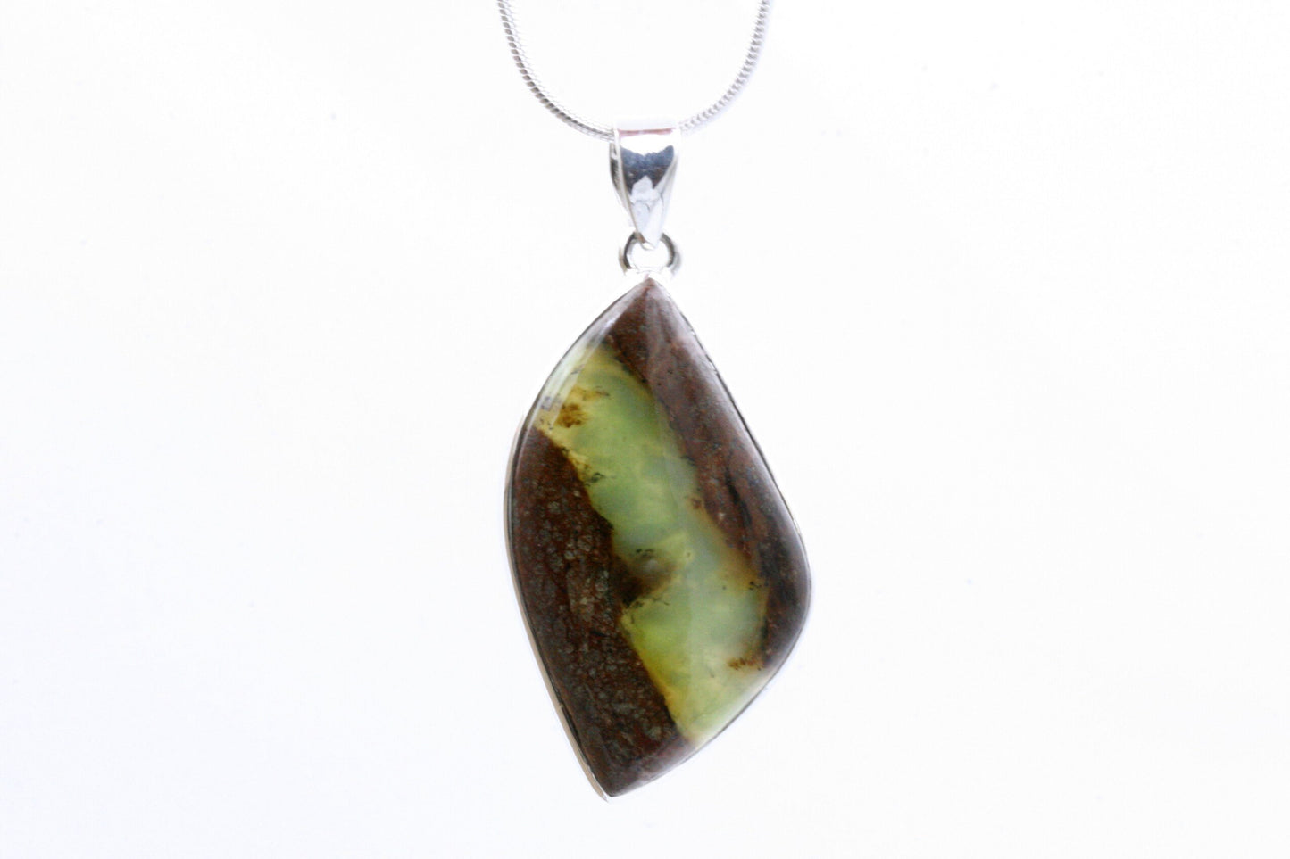 Freeform Chrysoprase Necklace in Sterling Silver
