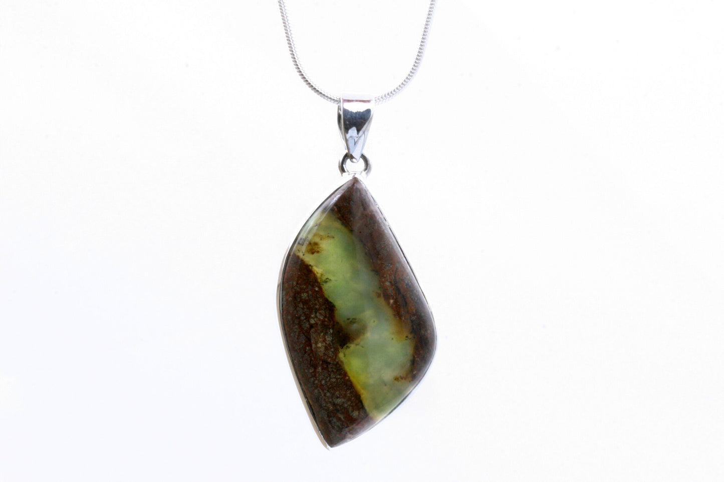 Freeform Chrysoprase Necklace in Sterling Silver