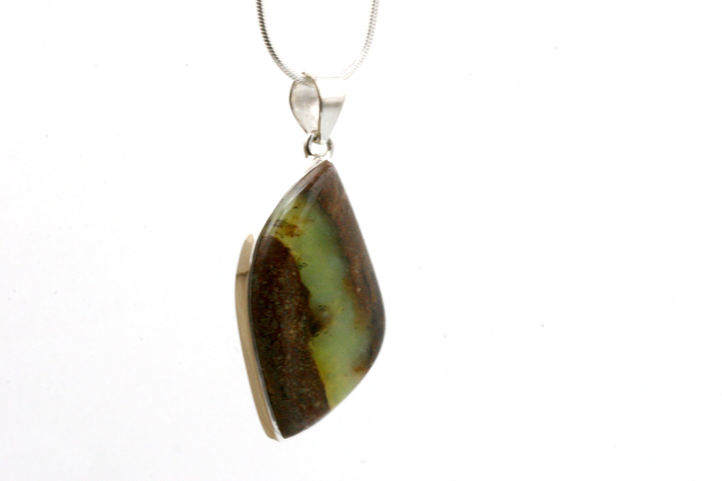 Freeform Chrysoprase Necklace in Sterling Silver