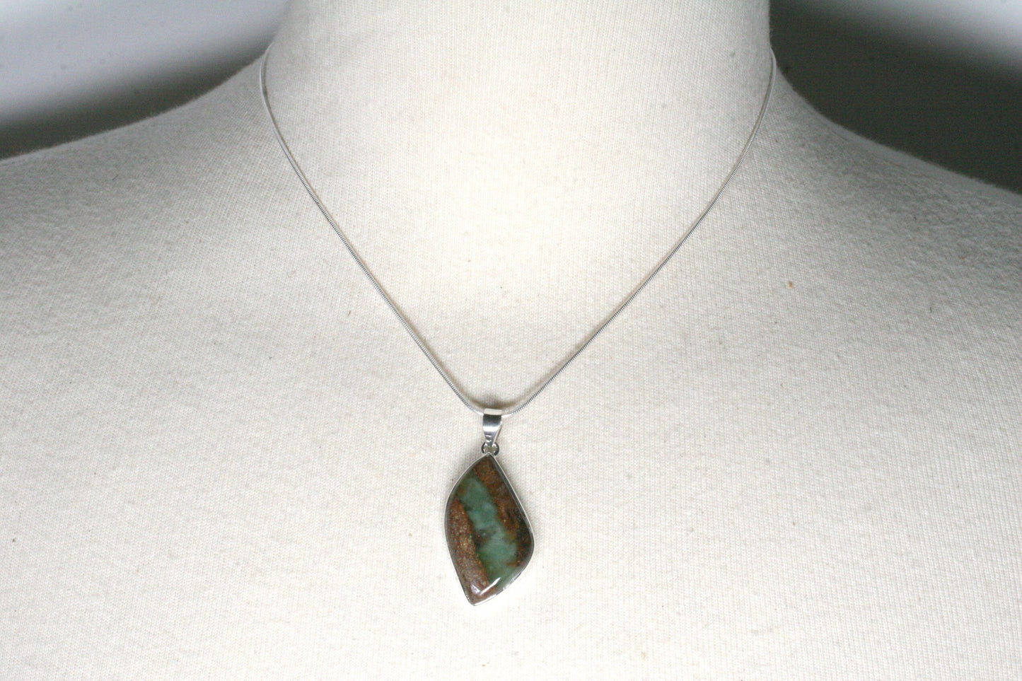 Freeform Chrysoprase Necklace in Sterling Silver