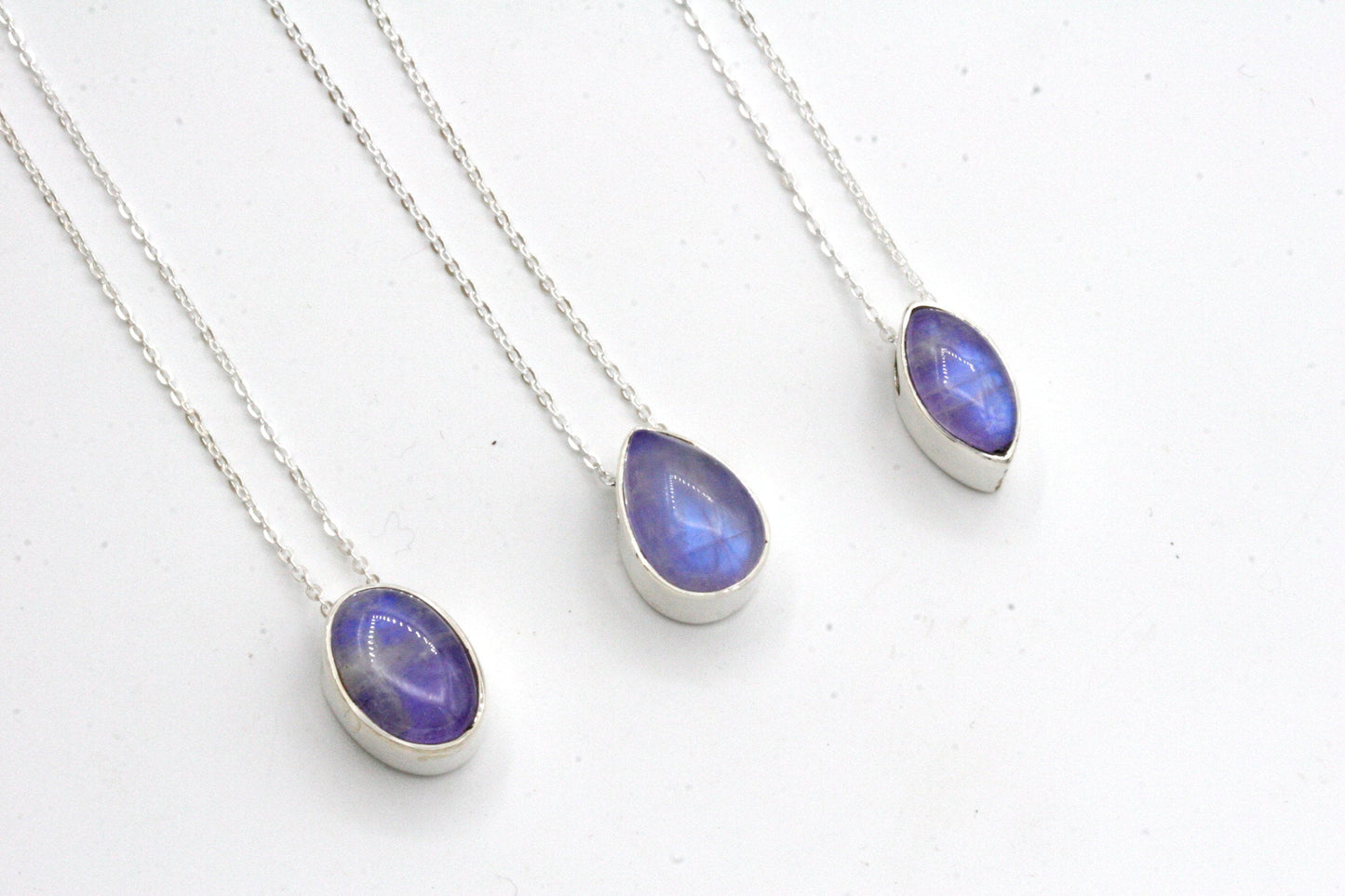 Blue Moonstone Slider pendant in Sterling silver