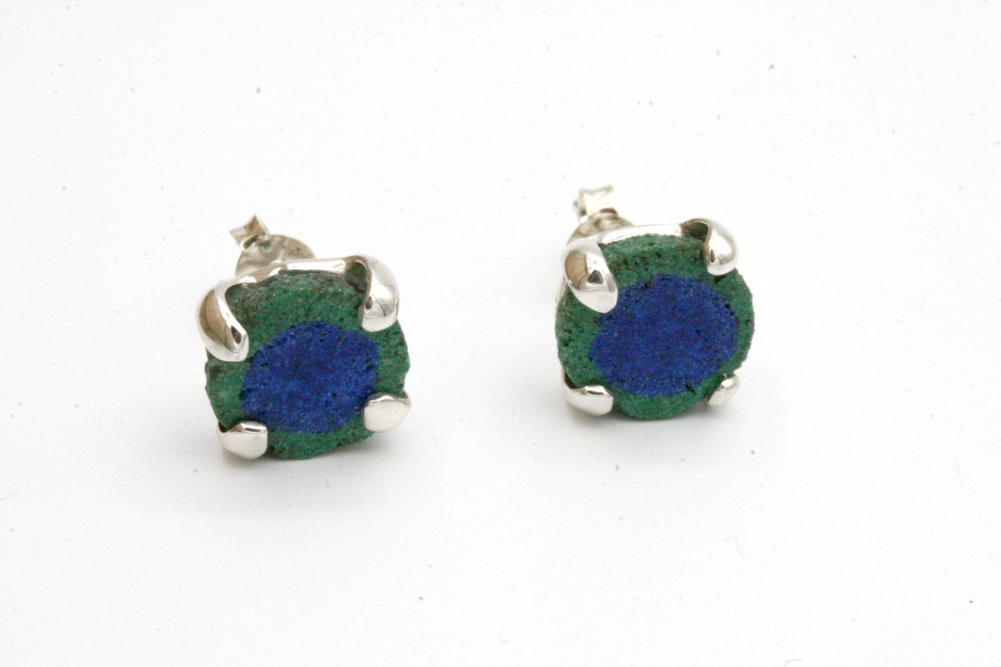 Azurite Malachite Stud Earrings