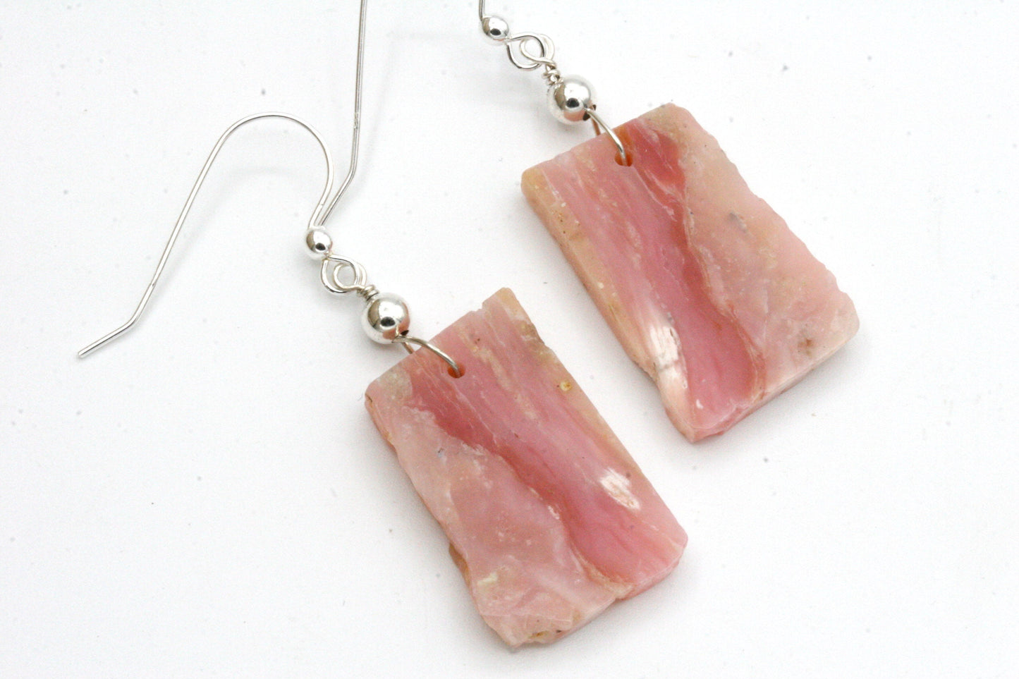 Pink Opal Slice Earrings