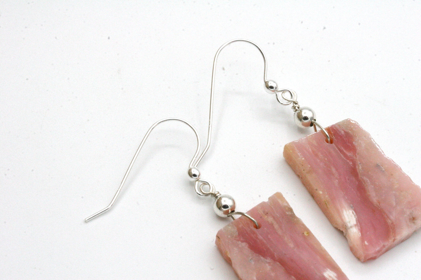 Pink Opal Slice Earrings