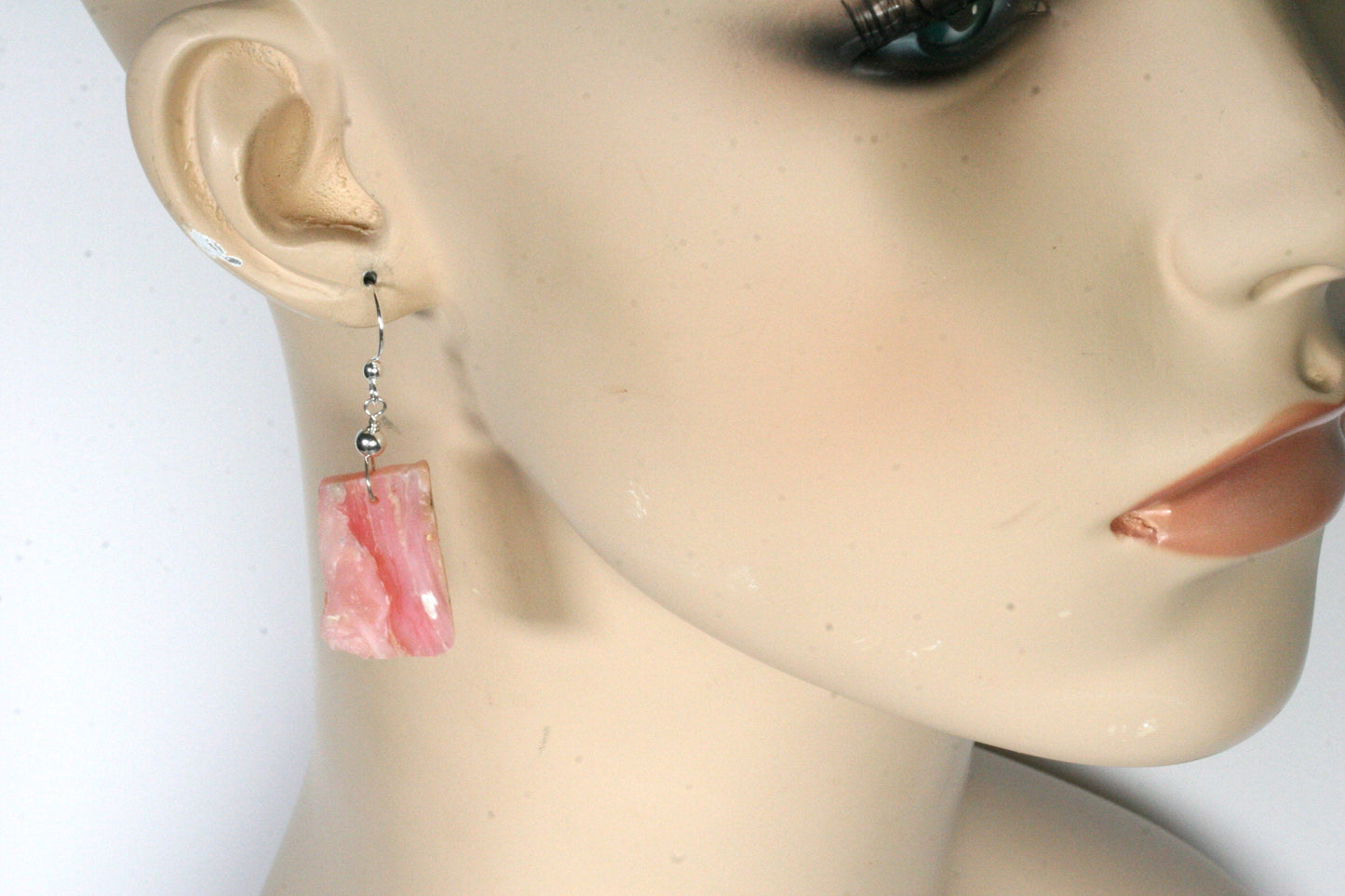 Pink Opal Slice Earrings