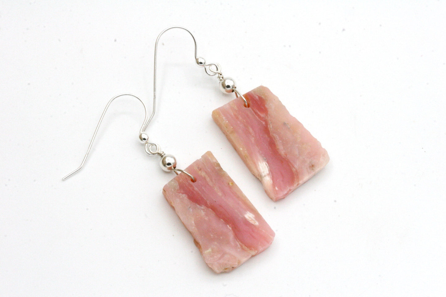 Pink Opal Slice Earrings