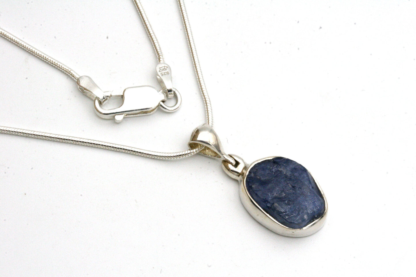 Raw Sapphire Necklace in Sterling Silver