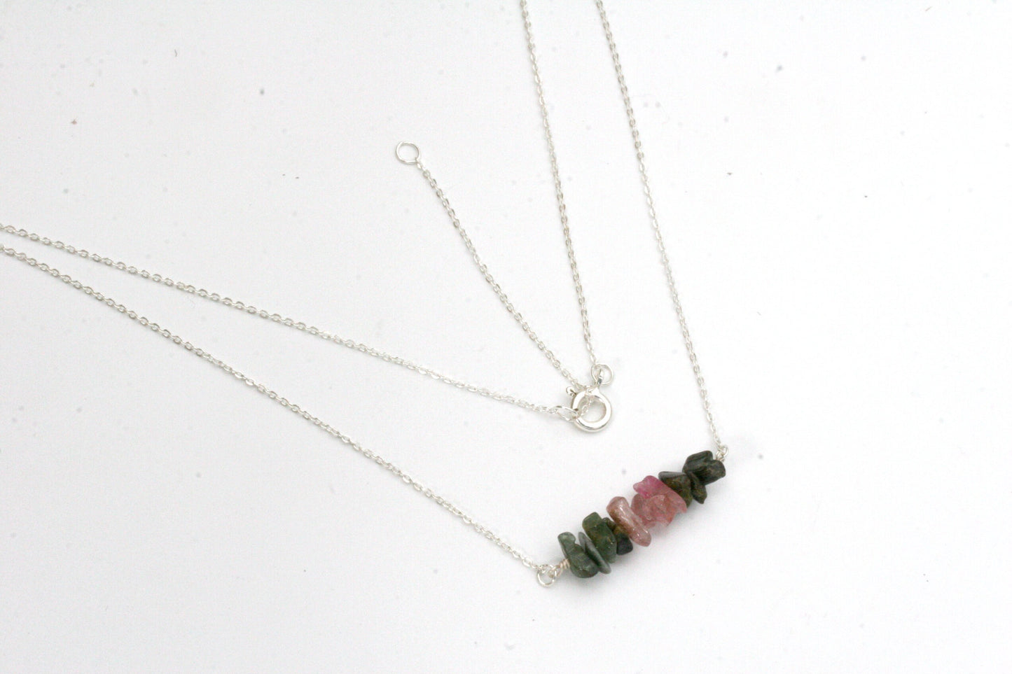Raw Watermelon Tourmaline Bar Necklace