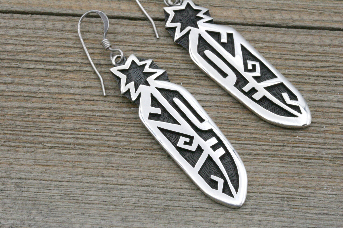 Modern Sterling Silver Feather Earrings