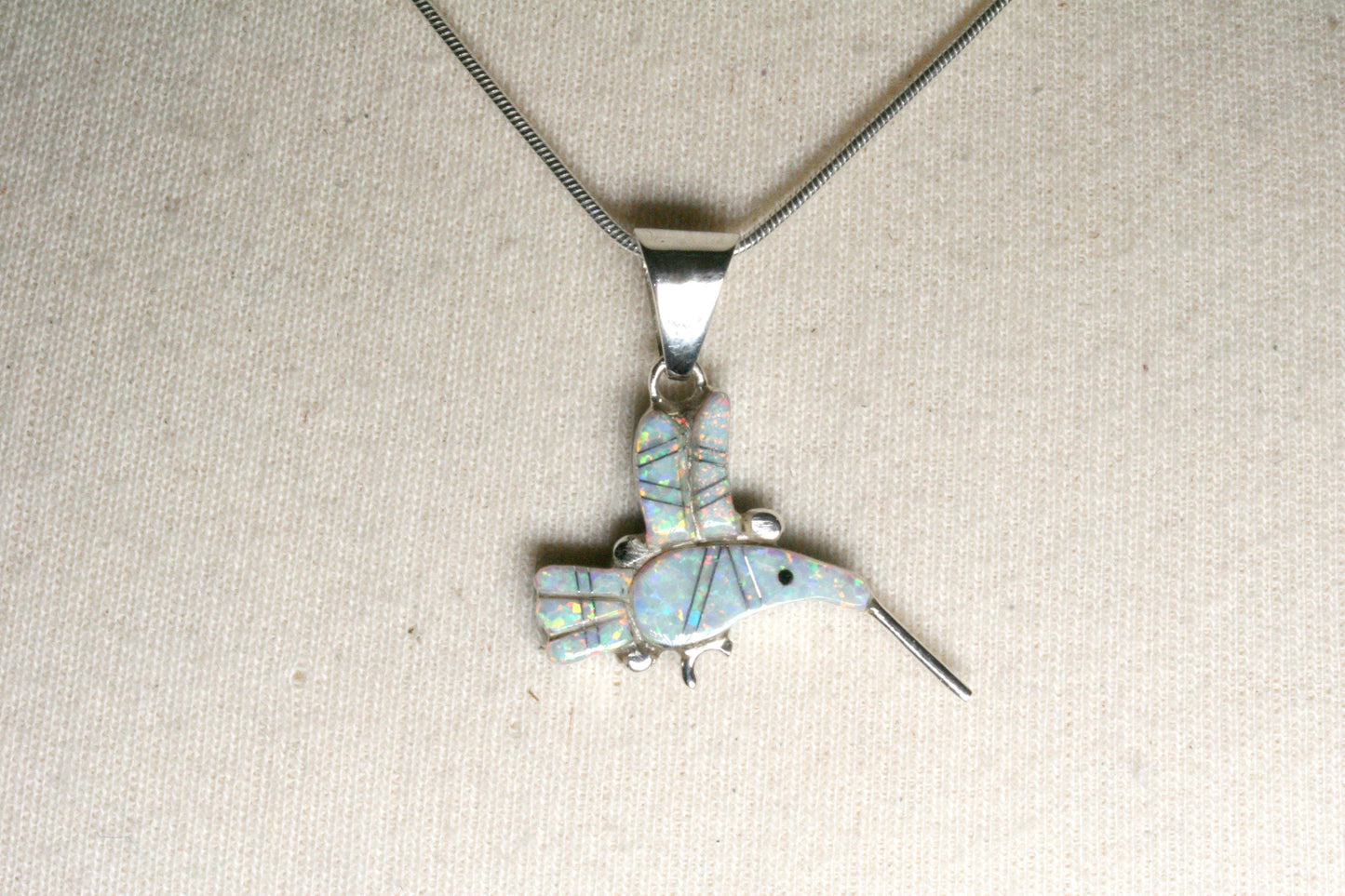 Turquoise Inlay Hummingbird Pendant