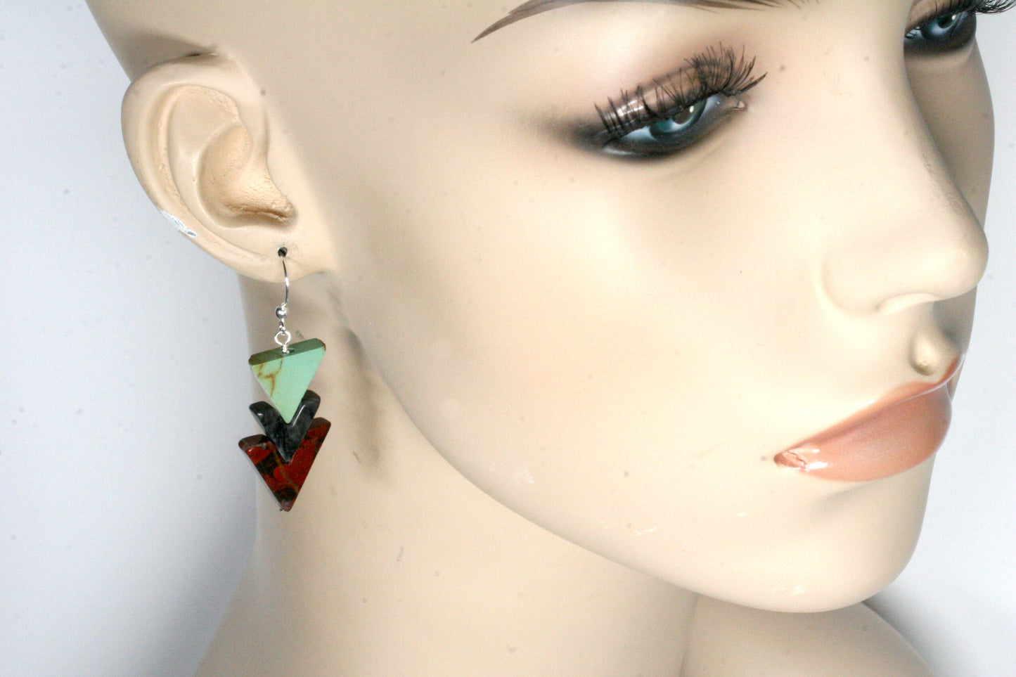 Geometric Stone Triangle Earrings