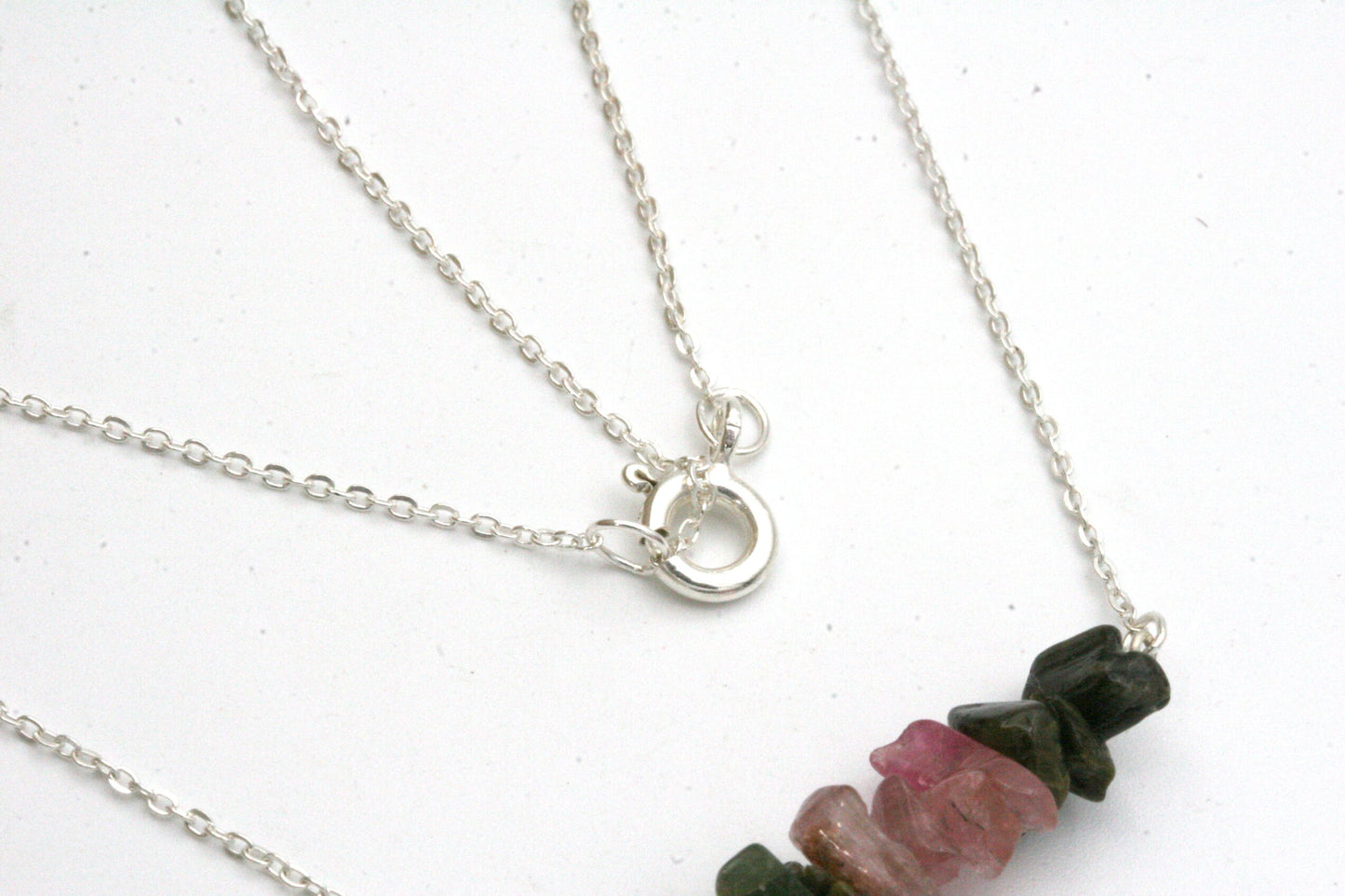 Raw Watermelon Tourmaline Bar Necklace