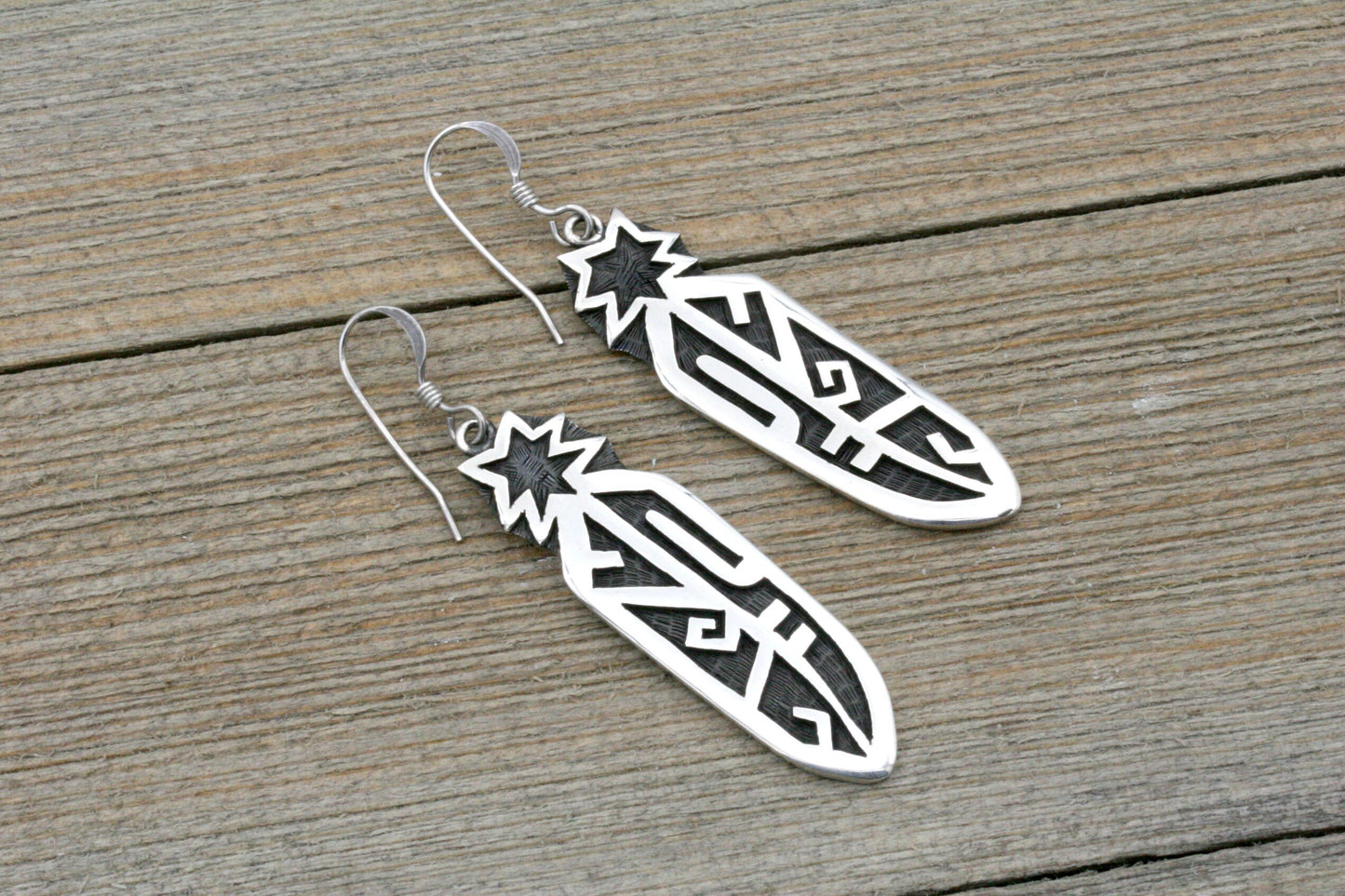 Modern Sterling Silver Feather Earrings