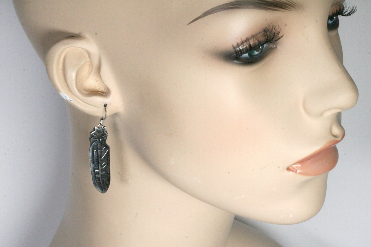 Modern Sterling Silver Feather Earrings