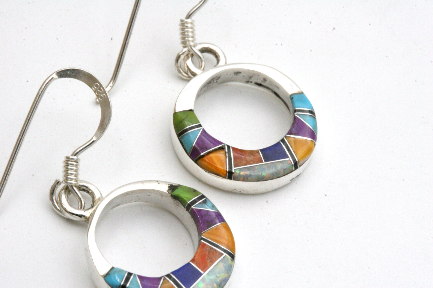Inlay Colorful Hoop Earrings - Small