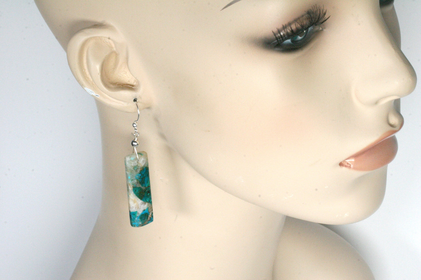 Chrysocolla In Quartz Earrings