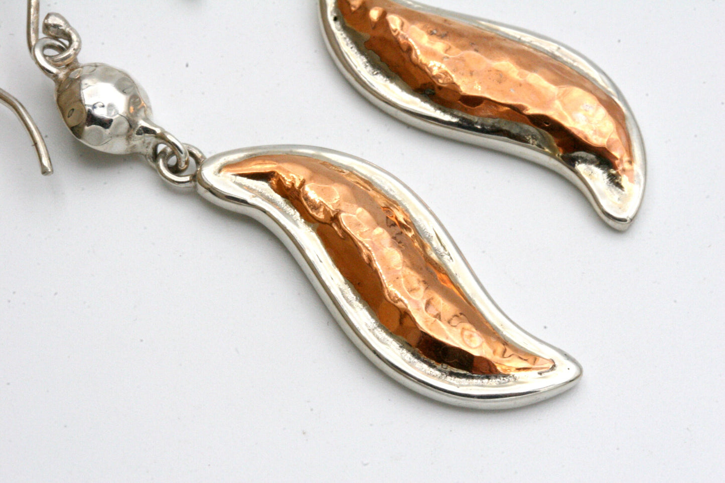 Hammered Mixed Metal Wave Earrings