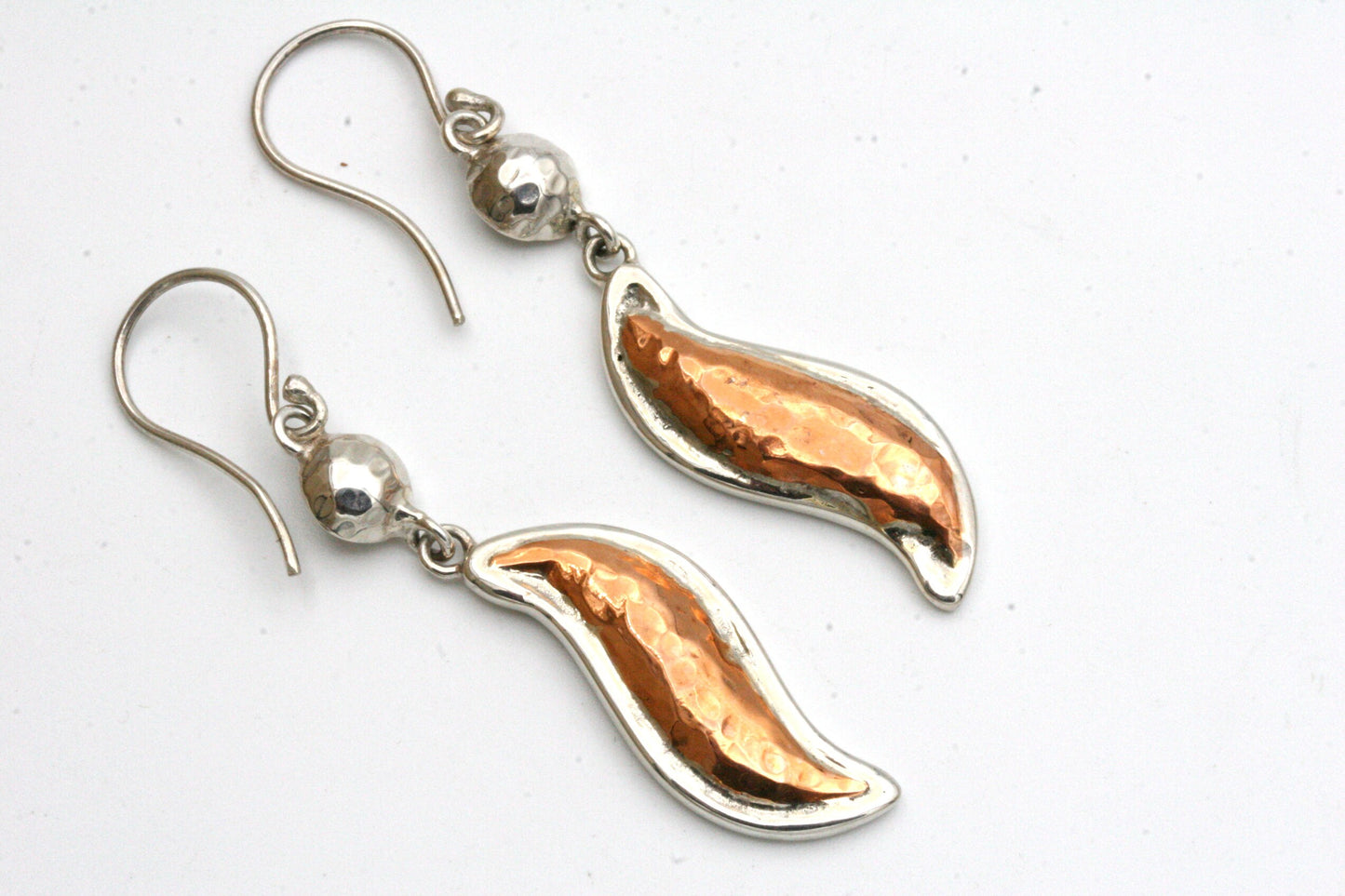 Hammered Mixed Metal Wave Earrings