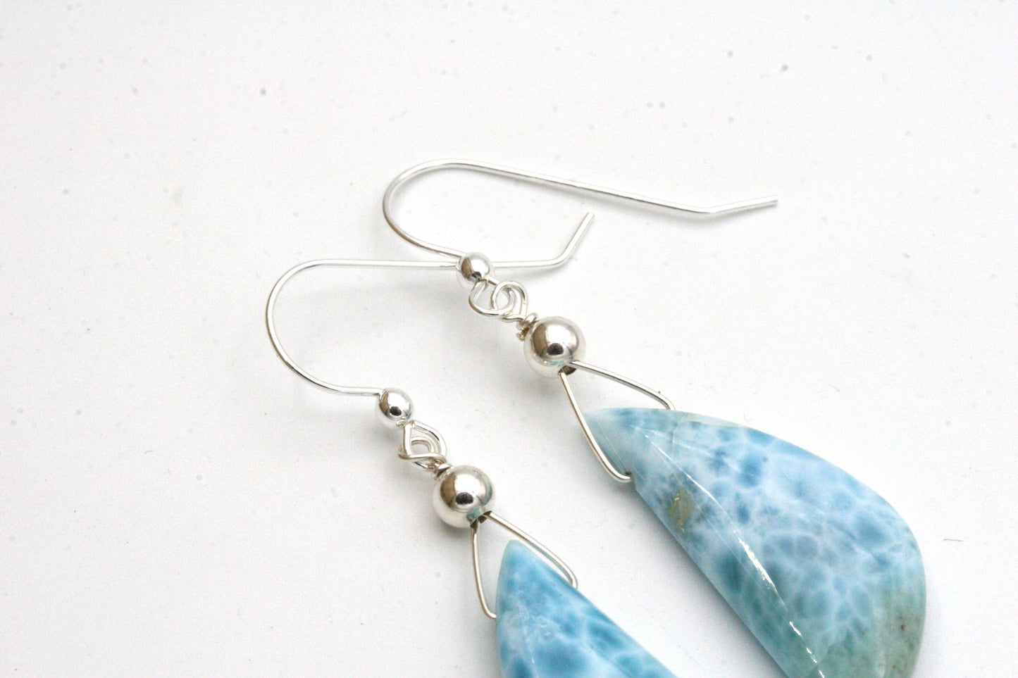 Sky Blue Larimar Earrings in Sterling Silver