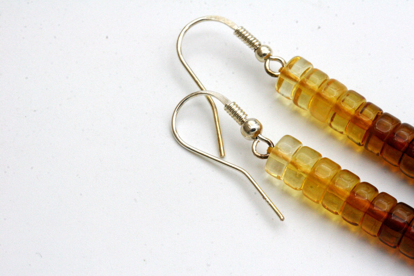 Long Ombre Amber Stacked Earrings