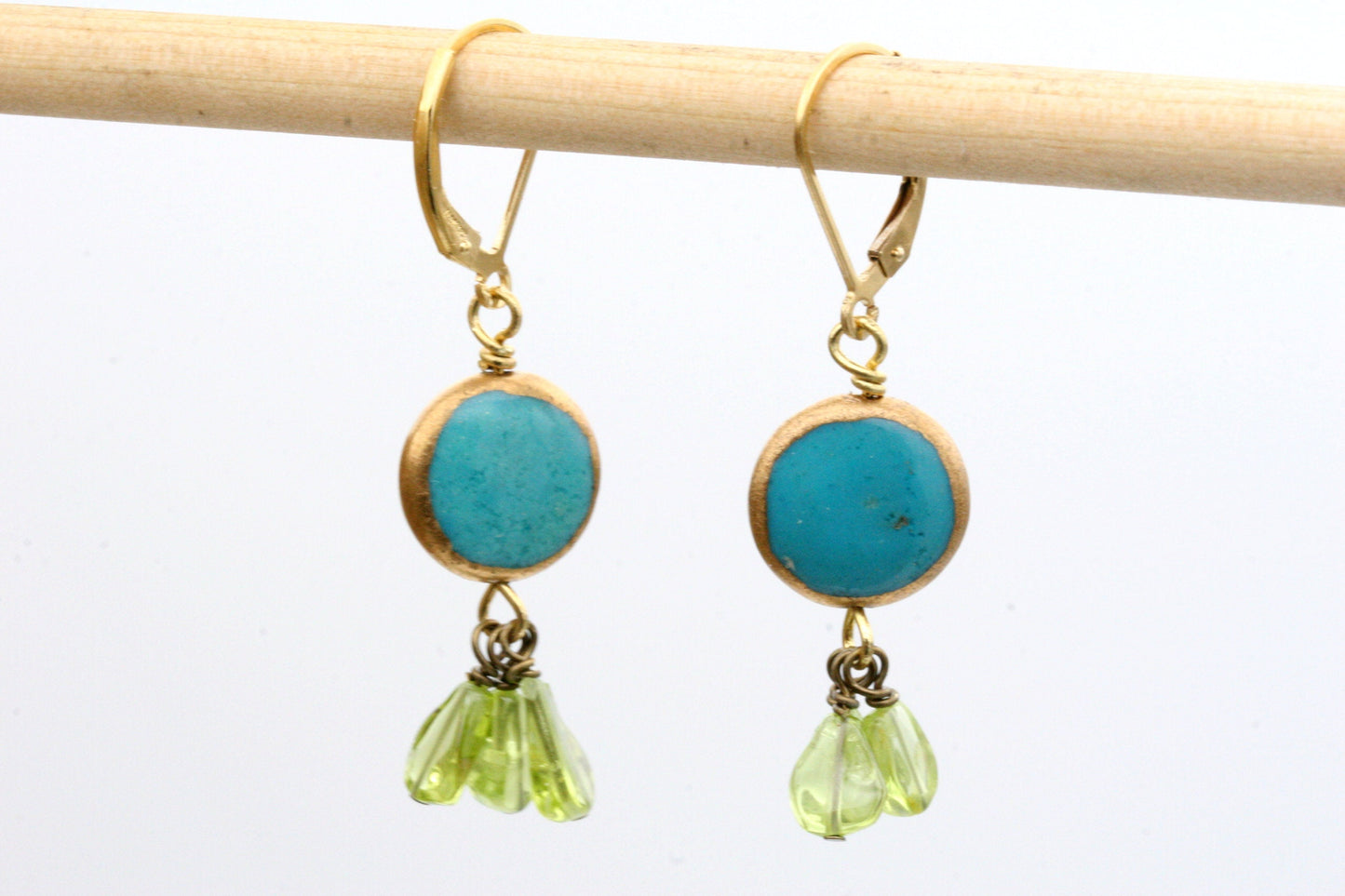 Turquoise and Peridot Drop Earrings
