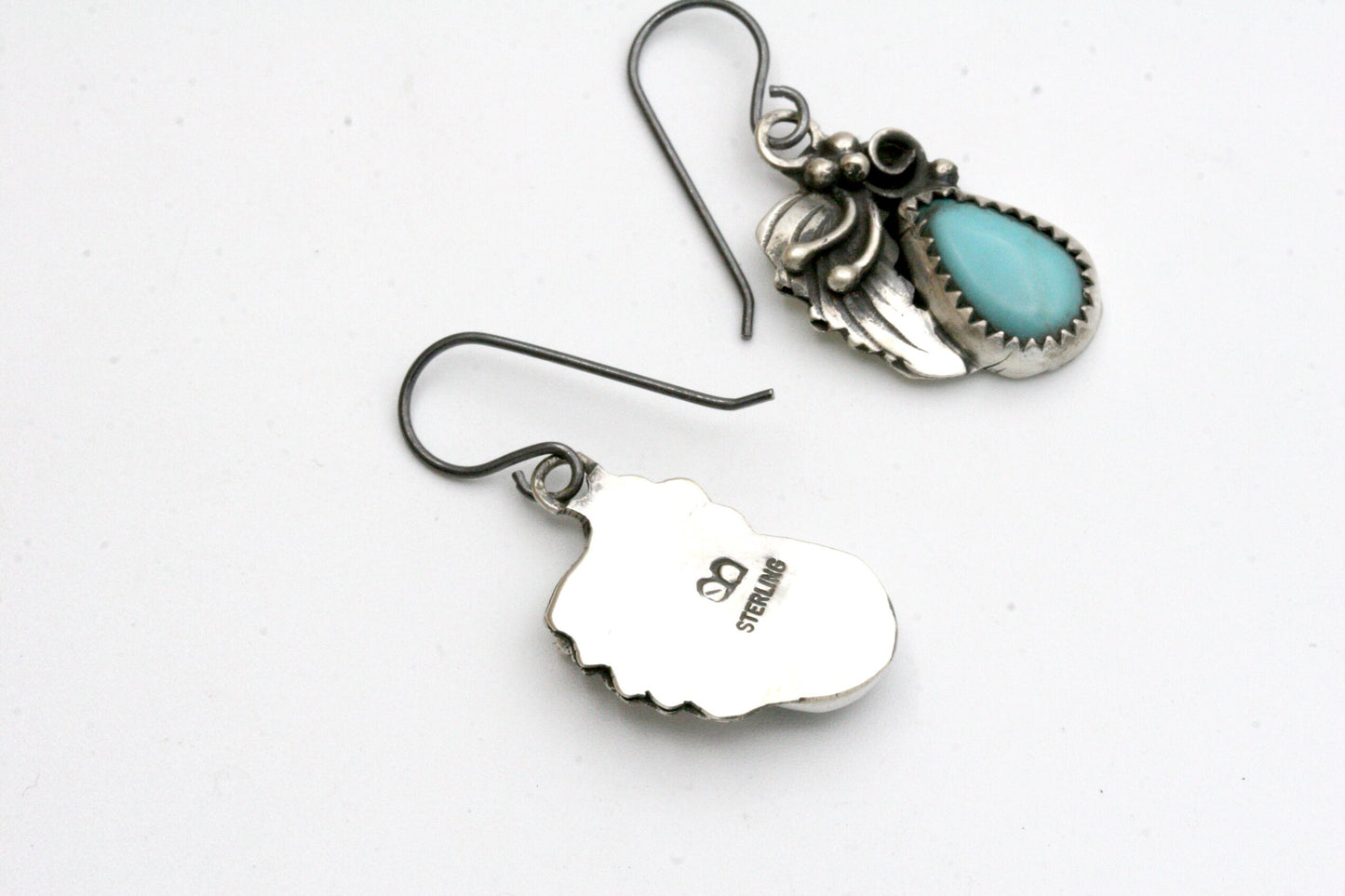 Floral Campitos Turquoise Earrings in Sterling Silver
