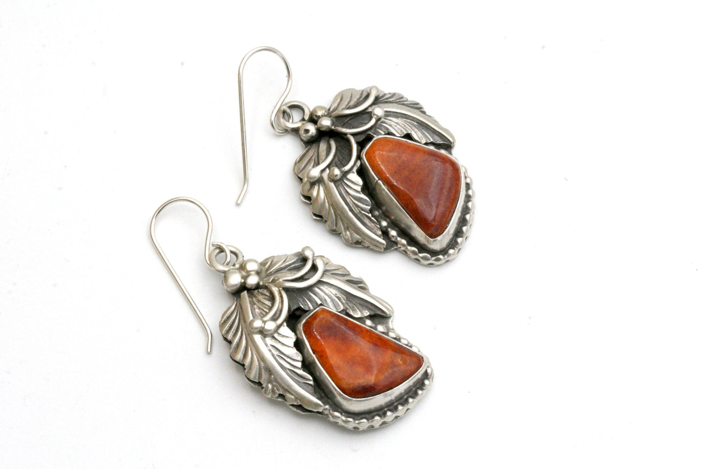 Floral Spiny Oyster Earrings in Sterling Silver