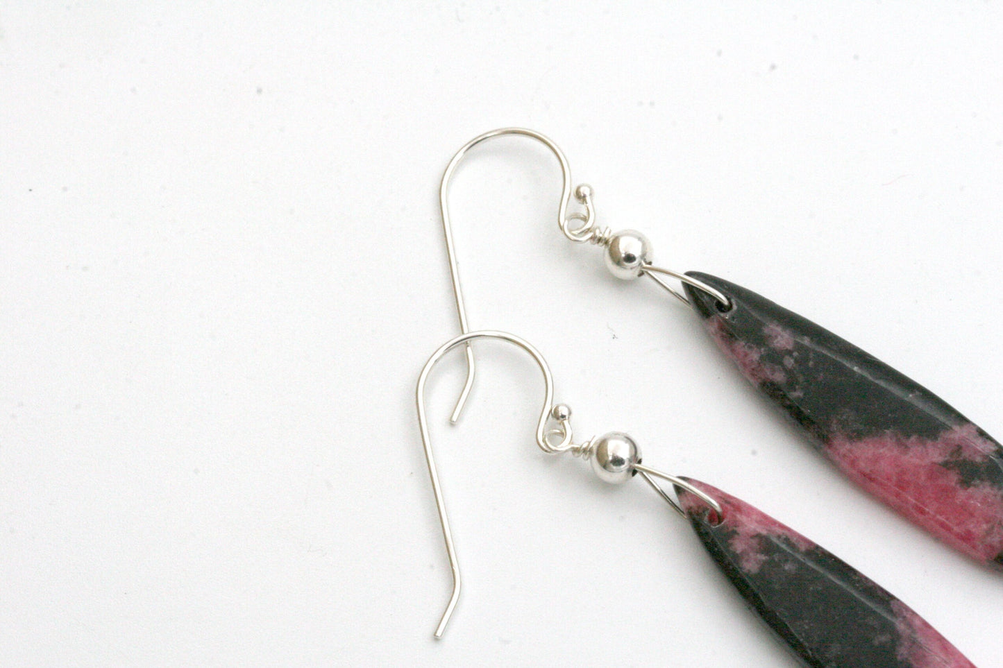 Rhodonite Earrings with Sterling Silver