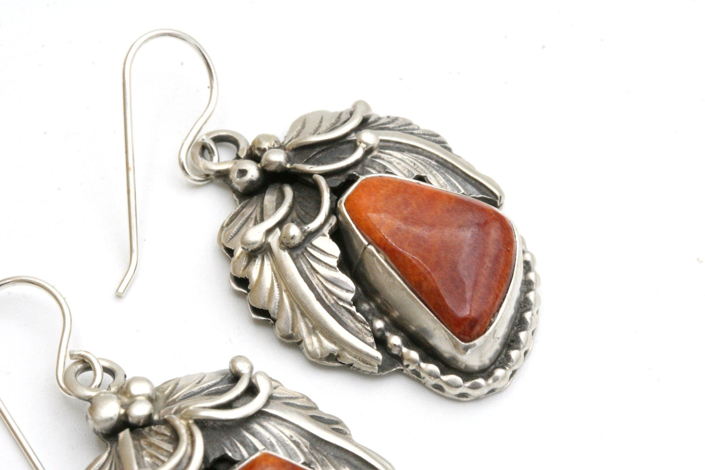 Floral Spiny Oyster Earrings in Sterling Silver