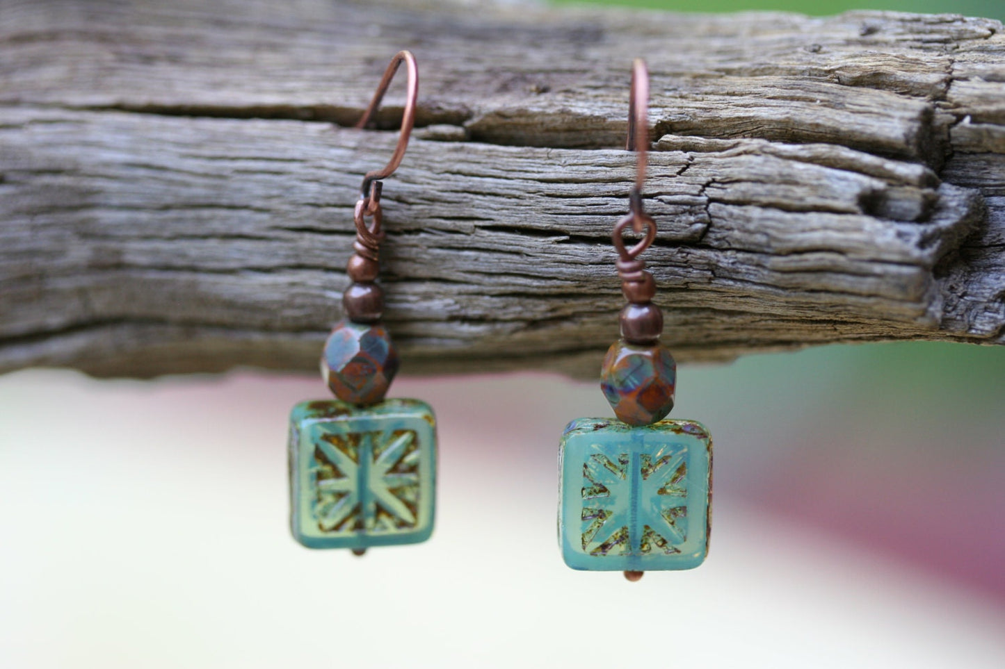 Turquoise Czech glass Earrings