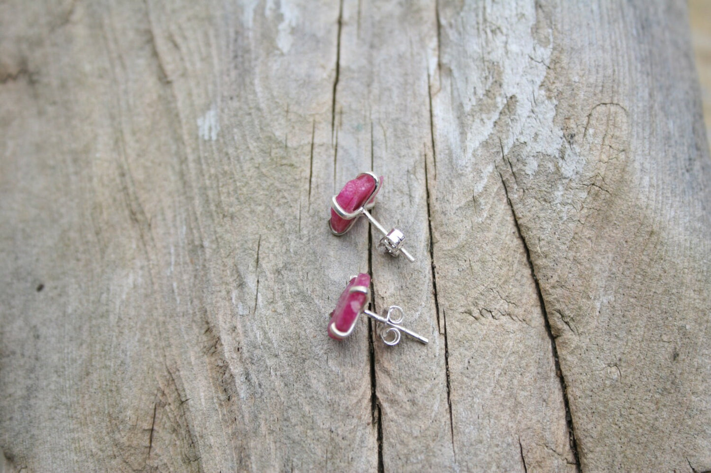 Raw Ruby Stud Earrings