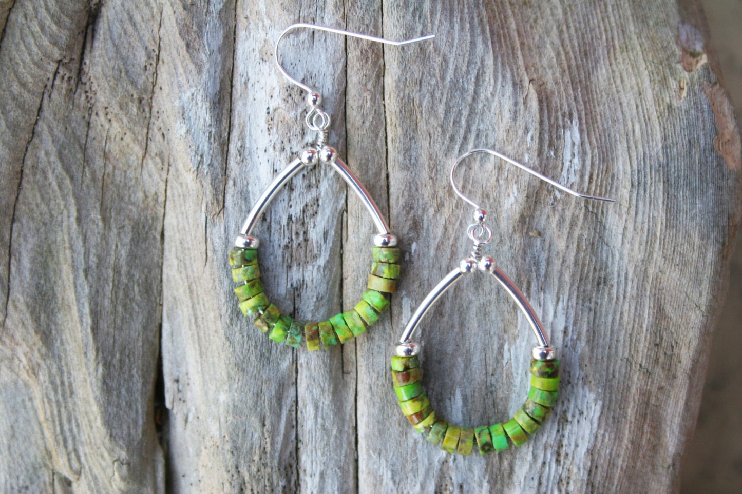 Green Turquoise Hoop Earrings