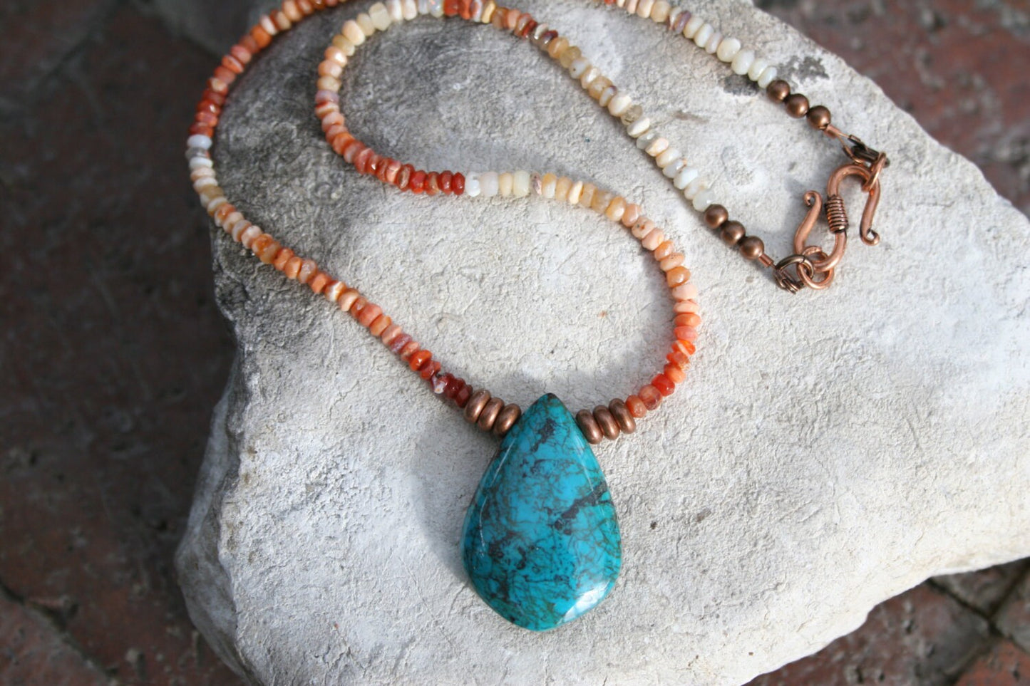 Fire Opal Necklace with Turquoise