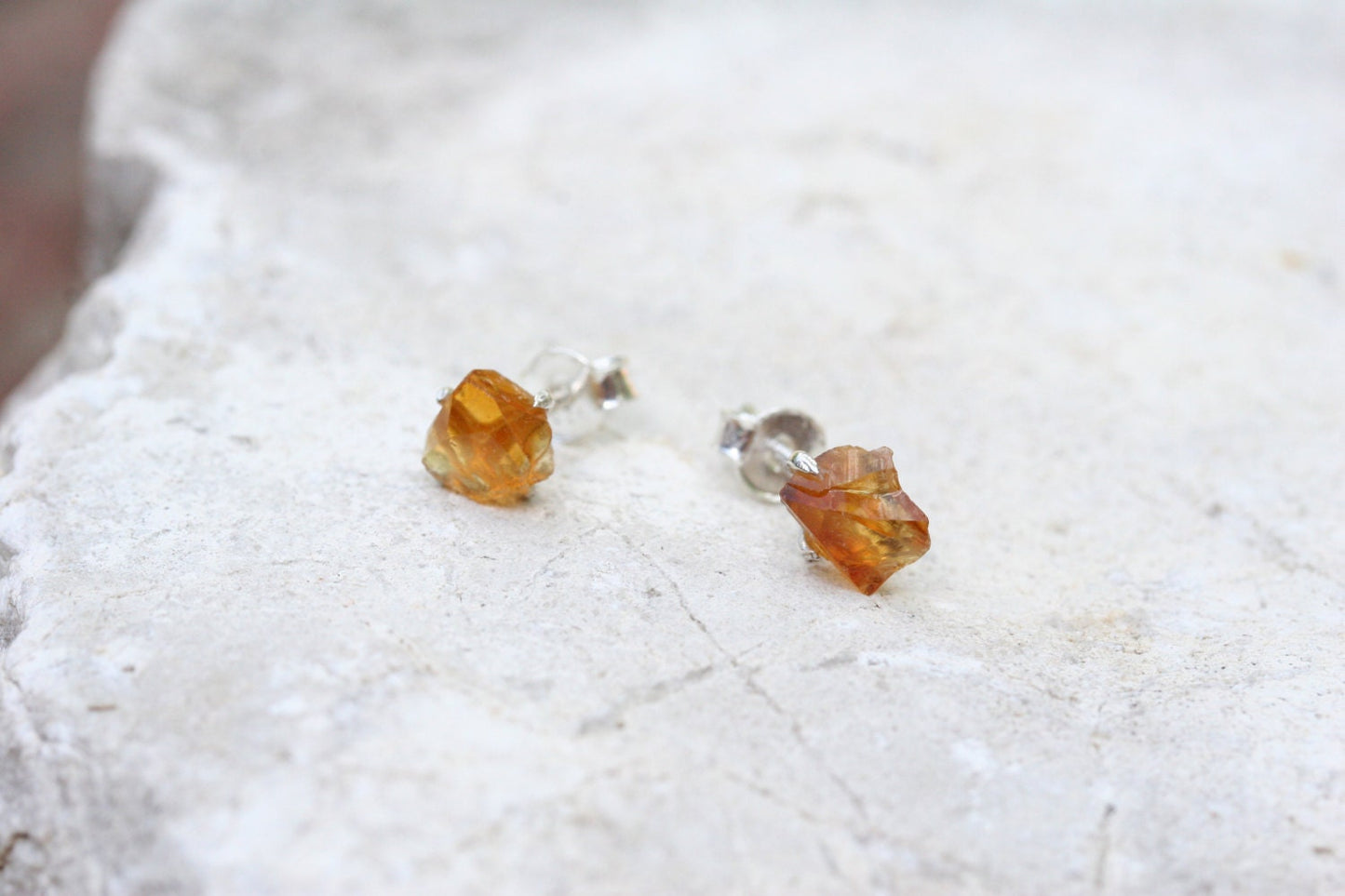 Raw Citrine Earrings