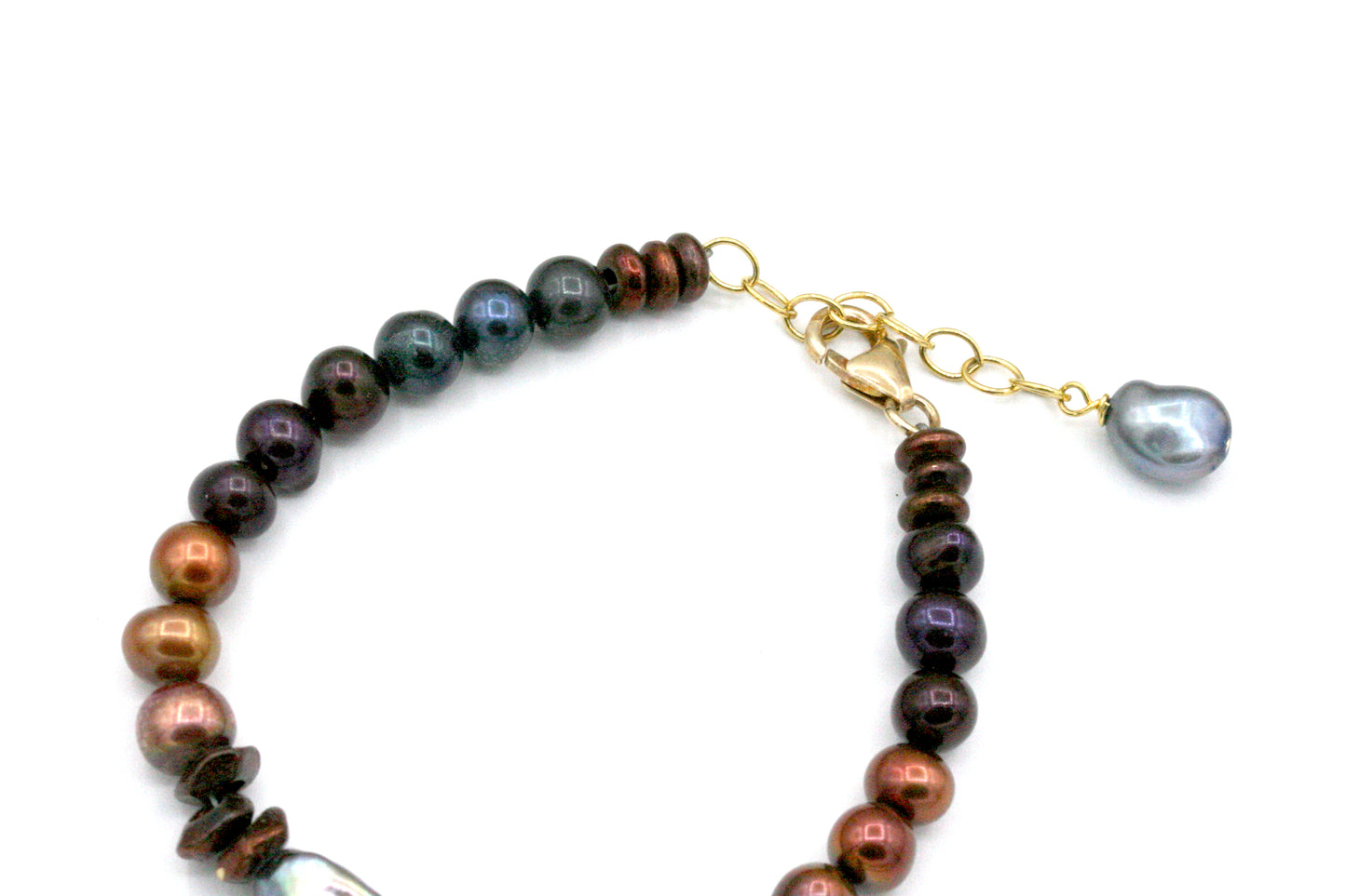 Bracelet coloré en perles d'eau douce, bracelet rempli d'or 14 carats, taille ajustable