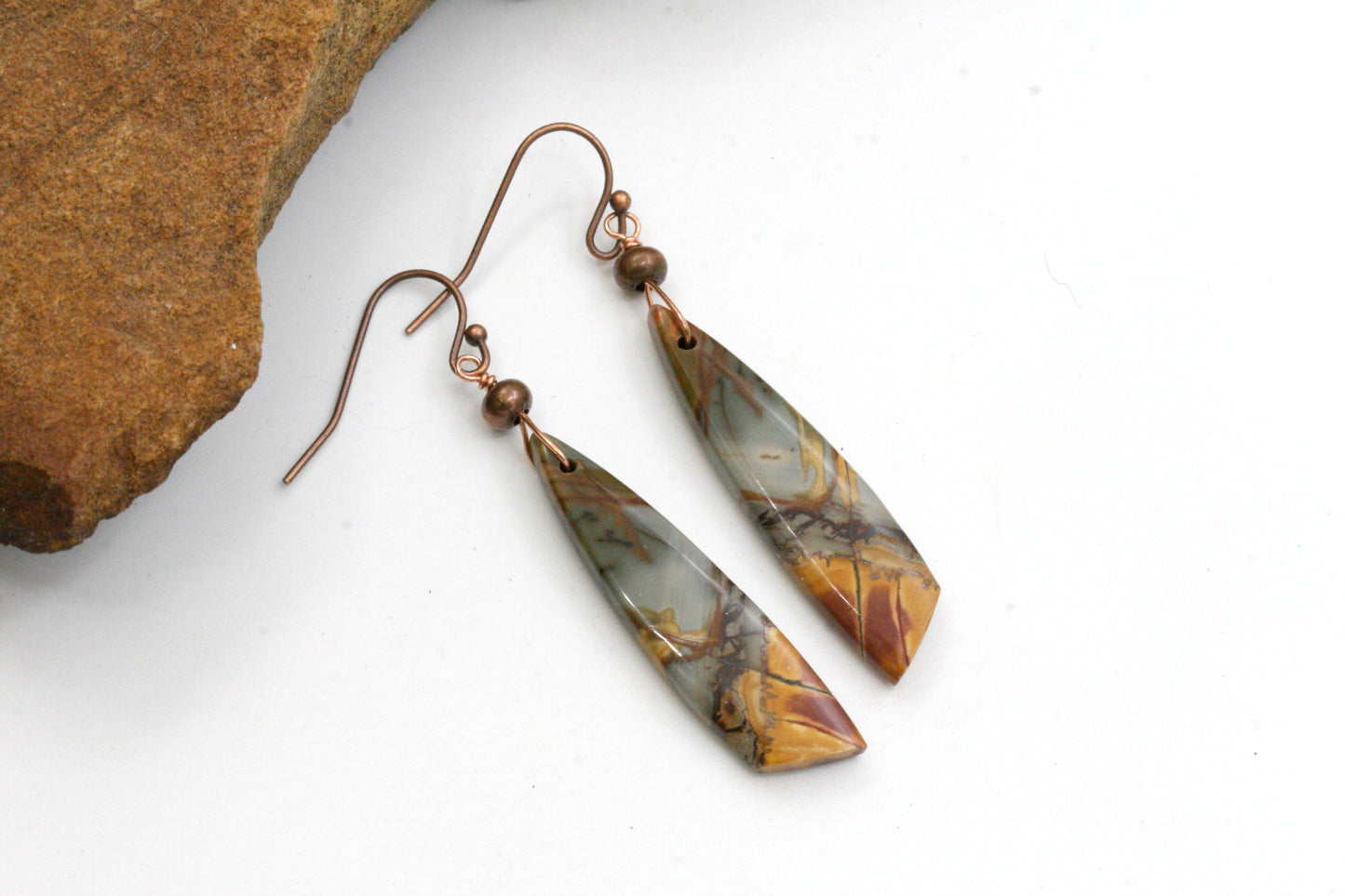 Red Creek Jasper Earrings – Natural Earth Tone Stone Jewelry – Unique Artisan Statement Earrings