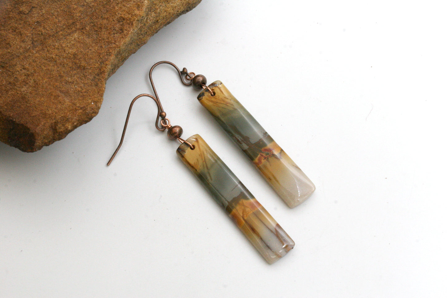 One of a Kind Red Creek Jasper Earrings – Colorful Natural Stone – Handmade Boho Jewelry