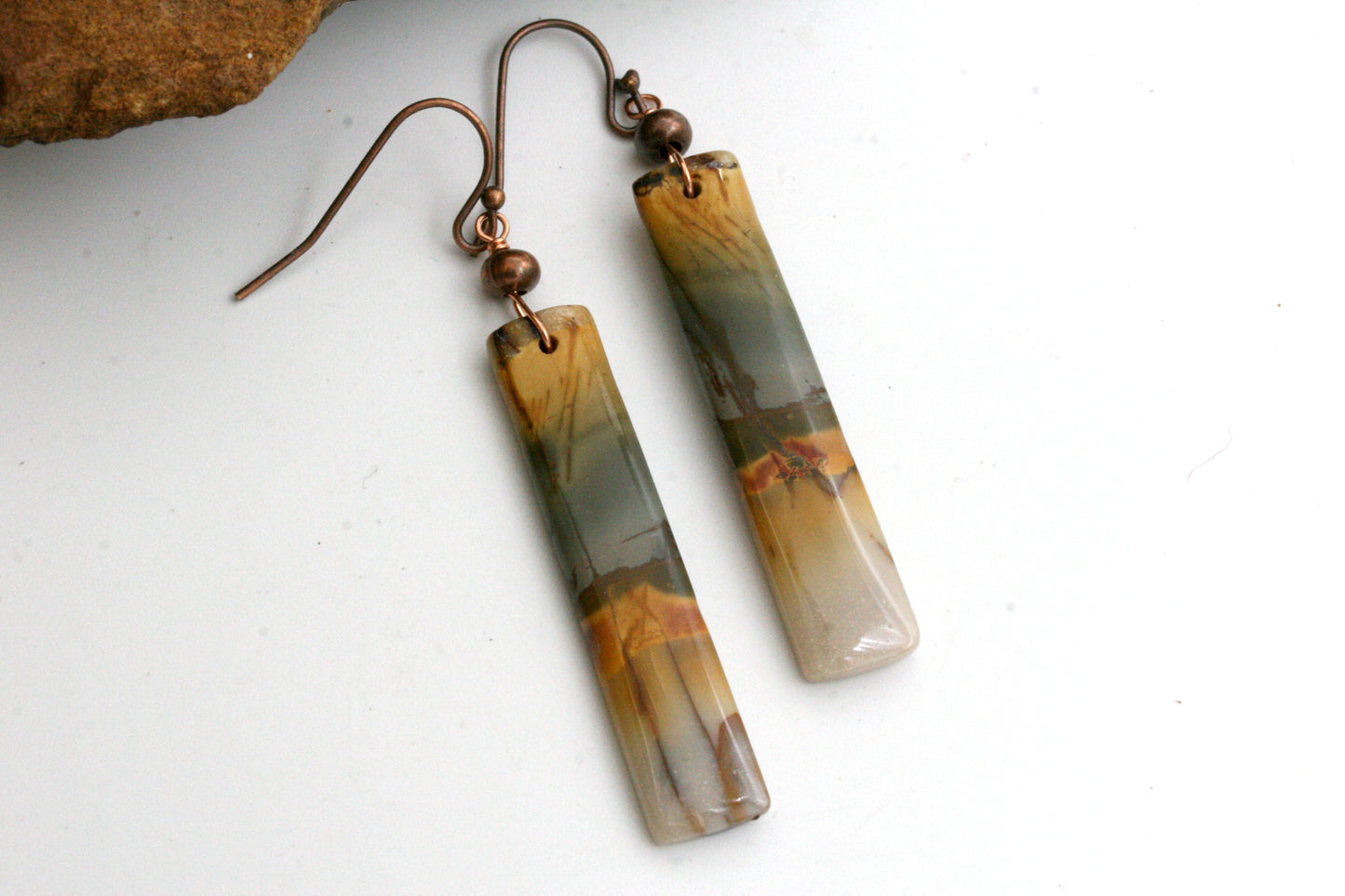 One of a Kind Red Creek Jasper Earrings – Colorful Natural Stone – Handmade Boho Jewelry