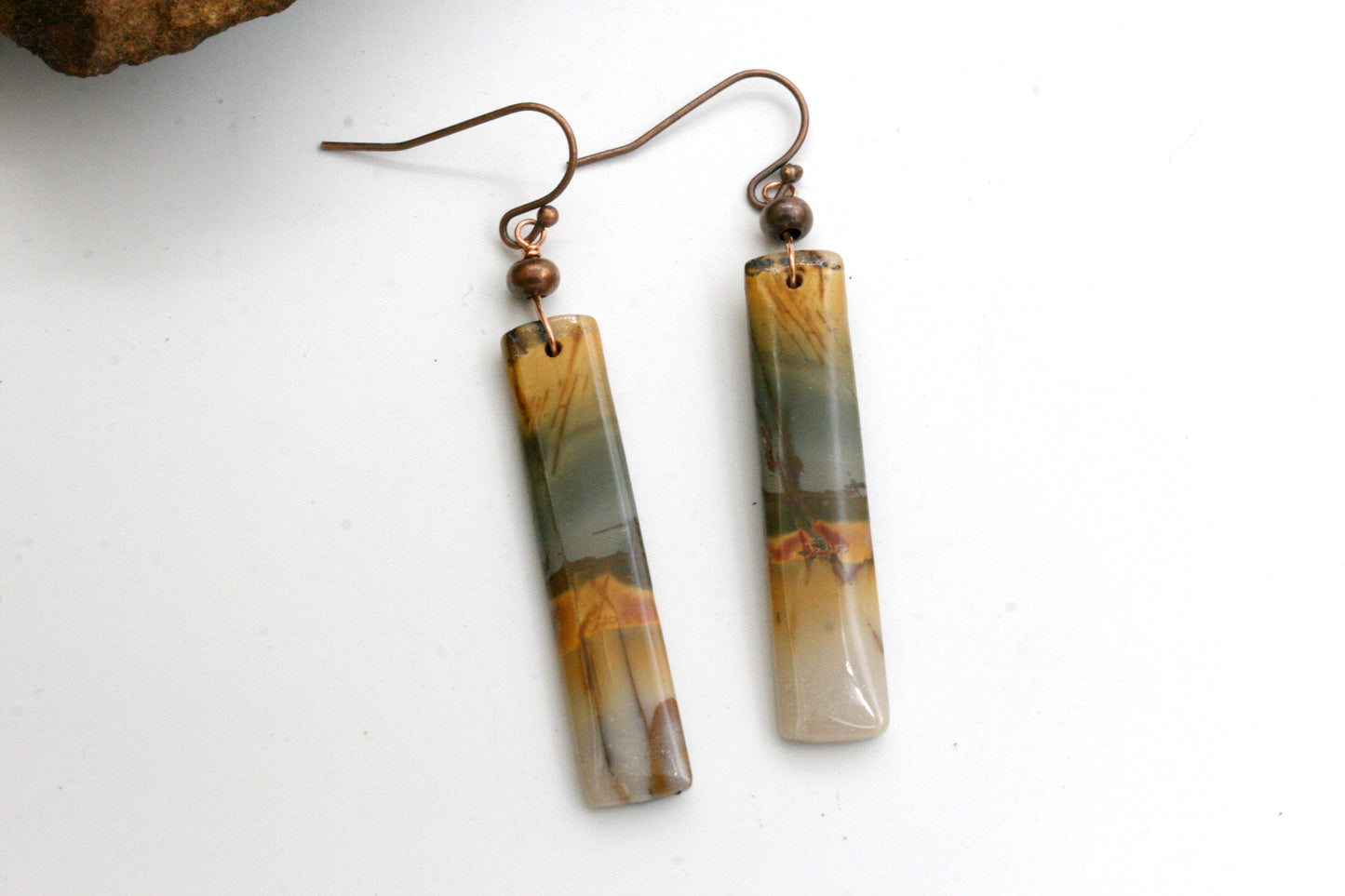 One of a Kind Red Creek Jasper Earrings – Colorful Natural Stone – Handmade Boho Jewelry