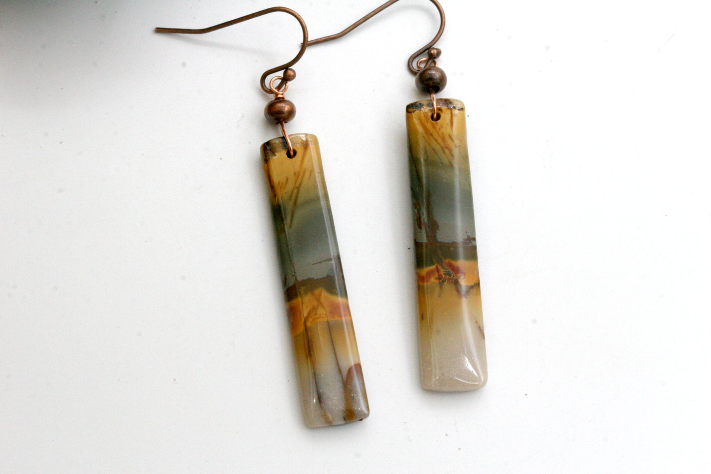 One of a Kind Red Creek Jasper Earrings – Colorful Natural Stone – Handmade Boho Jewelry