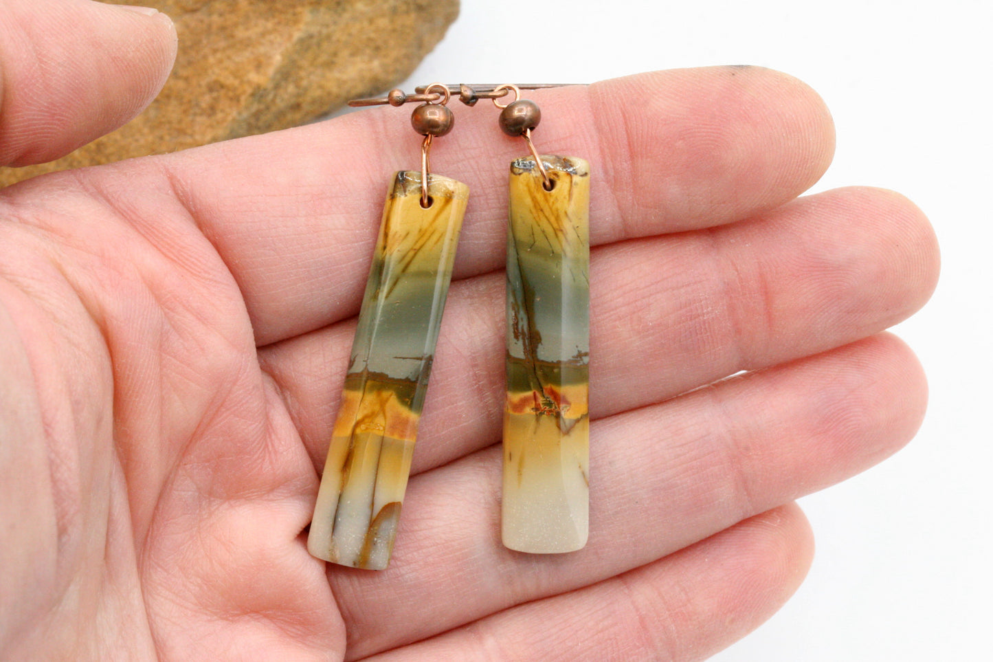 One of a Kind Red Creek Jasper Earrings – Colorful Natural Stone – Handmade Boho Jewelry