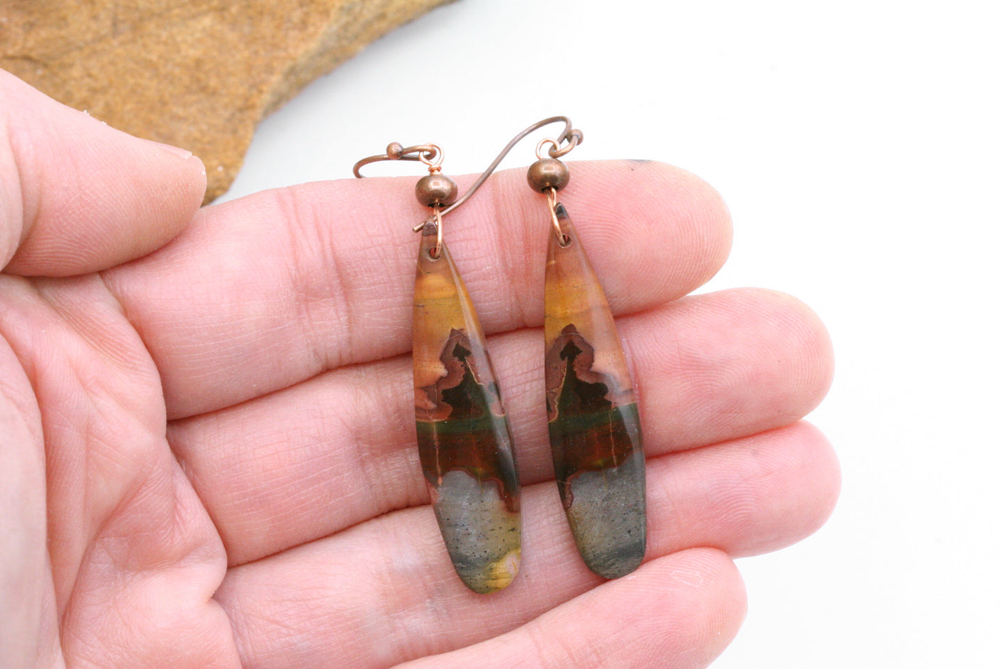 OOAK Red Creek Jasper Earrings – Multicolor Earth Tone Gemstone Jewelry – Artisan Design