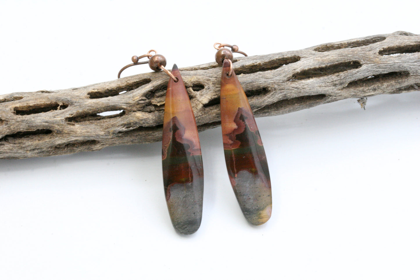 OOAK Red Creek Jasper Earrings – Multicolor Earth Tone Gemstone Jewelry – Artisan Design