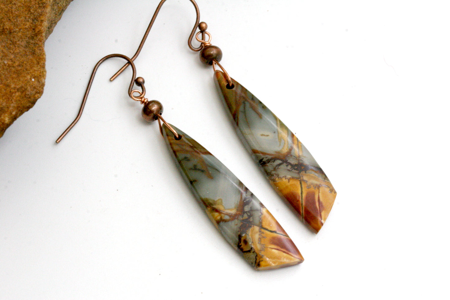 Red Creek Jasper Earrings – Natural Earth Tone Stone Jewelry – Unique Artisan Statement Earrings