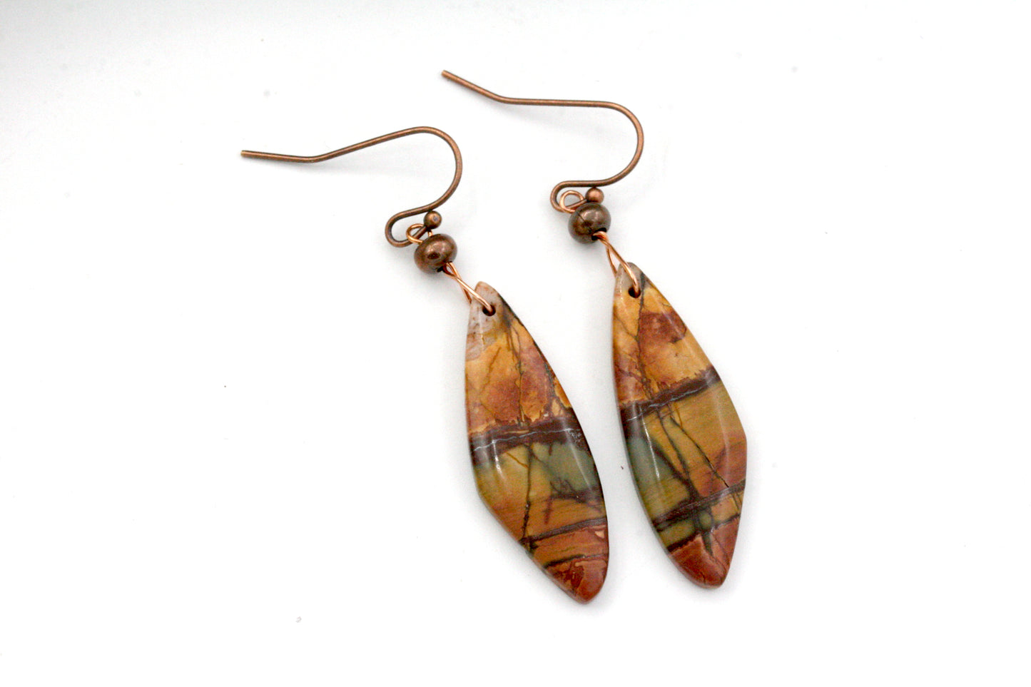 Red Creek Jasper Dangle Earrings, Rustic Earthy Jewelry, Handmade