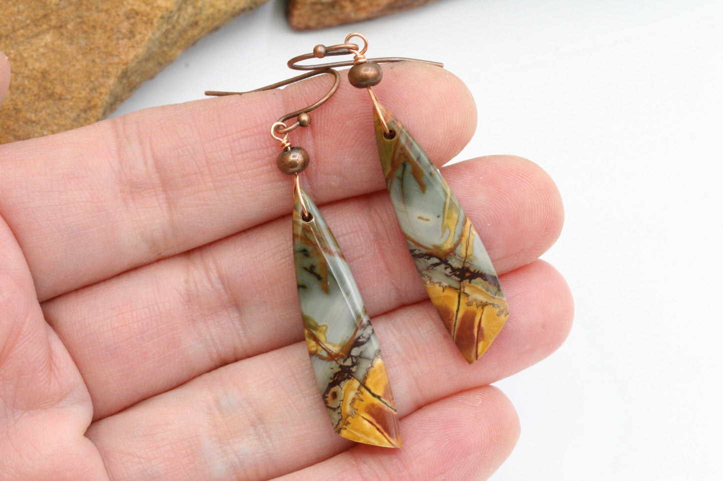 Red Creek Jasper Earrings – Natural Earth Tone Stone Jewelry – Unique Artisan Statement Earrings