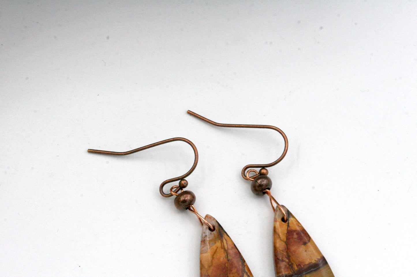 Red Creek Jasper Dangle Earrings, Rustic Earthy Jewelry, Handmade