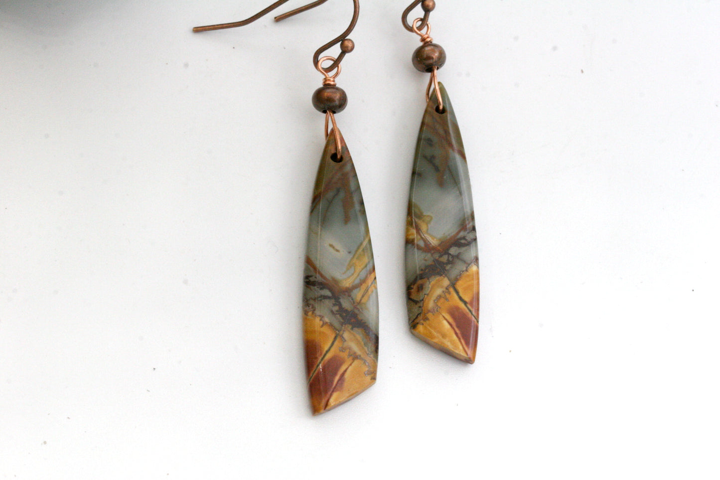 Red Creek Jasper Earrings – Natural Earth Tone Stone Jewelry – Unique Artisan Statement Earrings